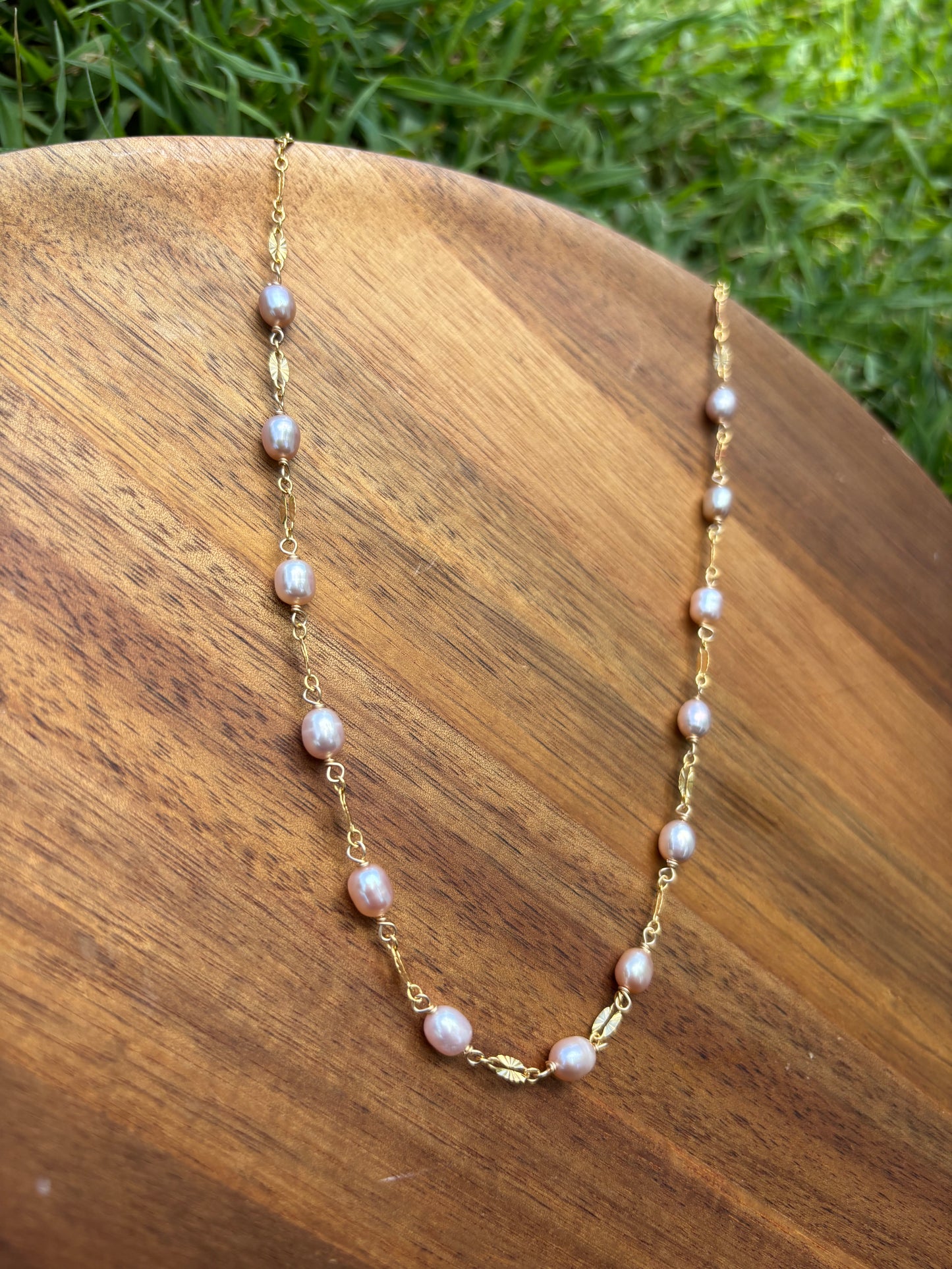Pink pearl necklace