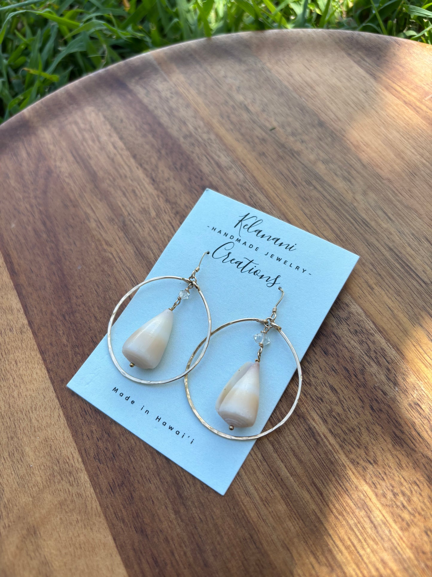 White cone shell earrings