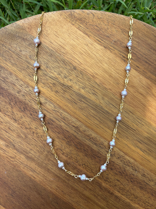 Princess pink and white necklace