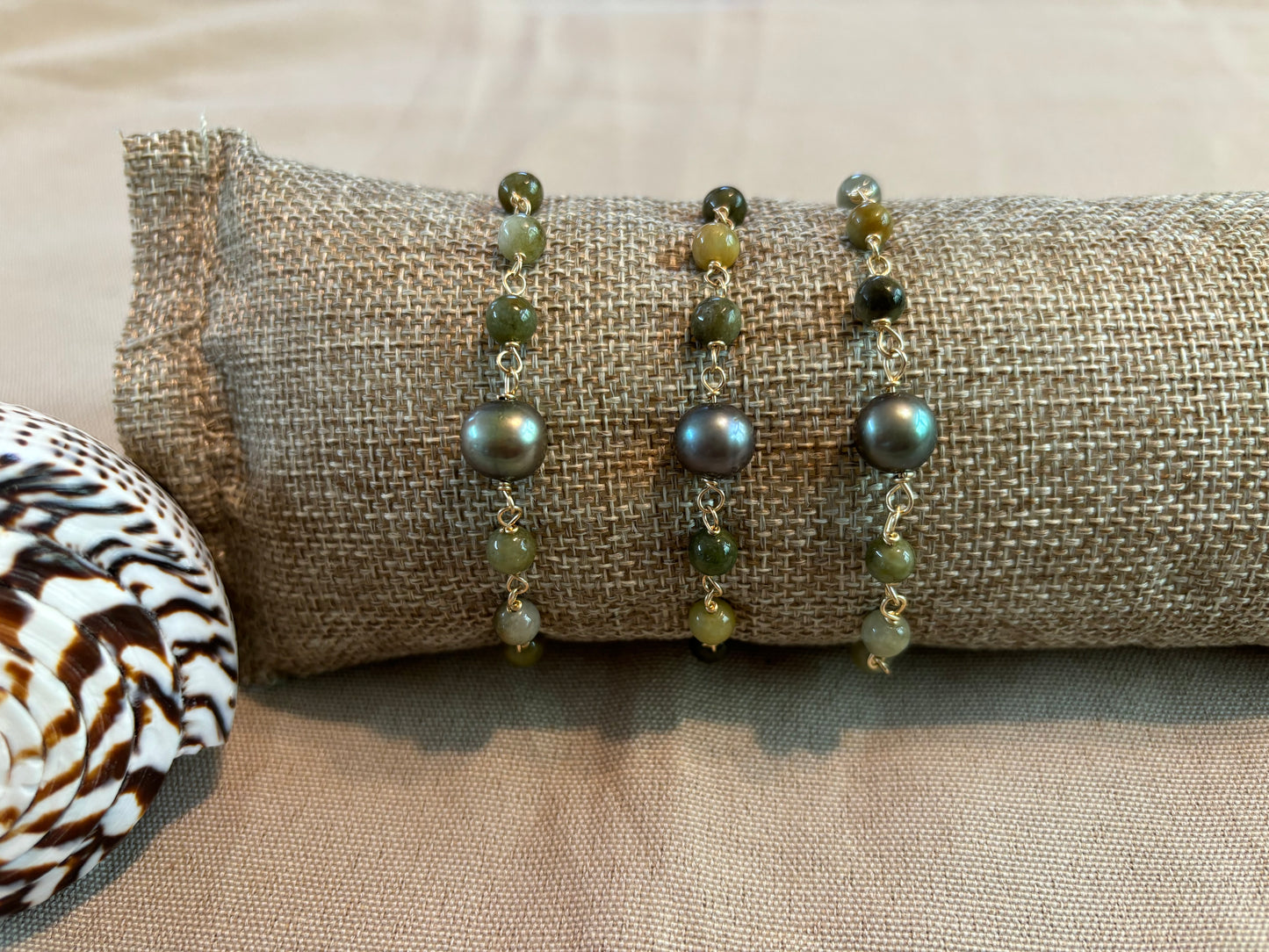 Freshwater Pearl and Jade Bracelet