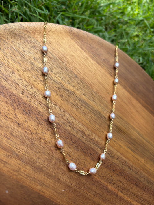 Pink pearl necklace