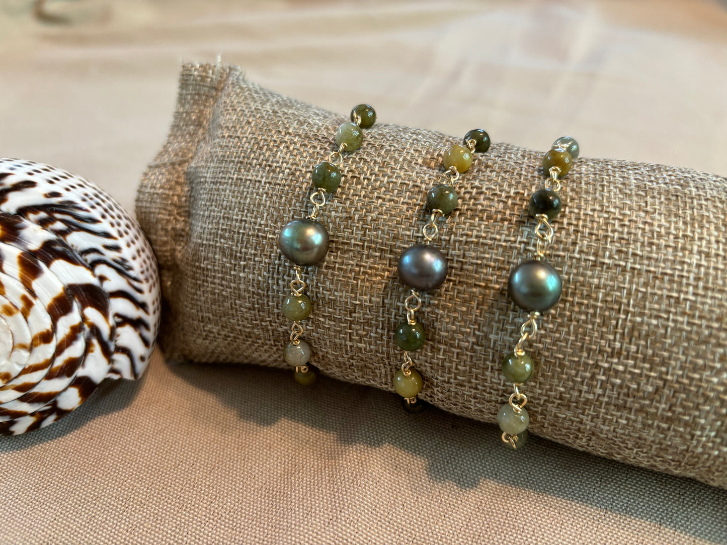 Freshwater Pearl and Jade Bracelet