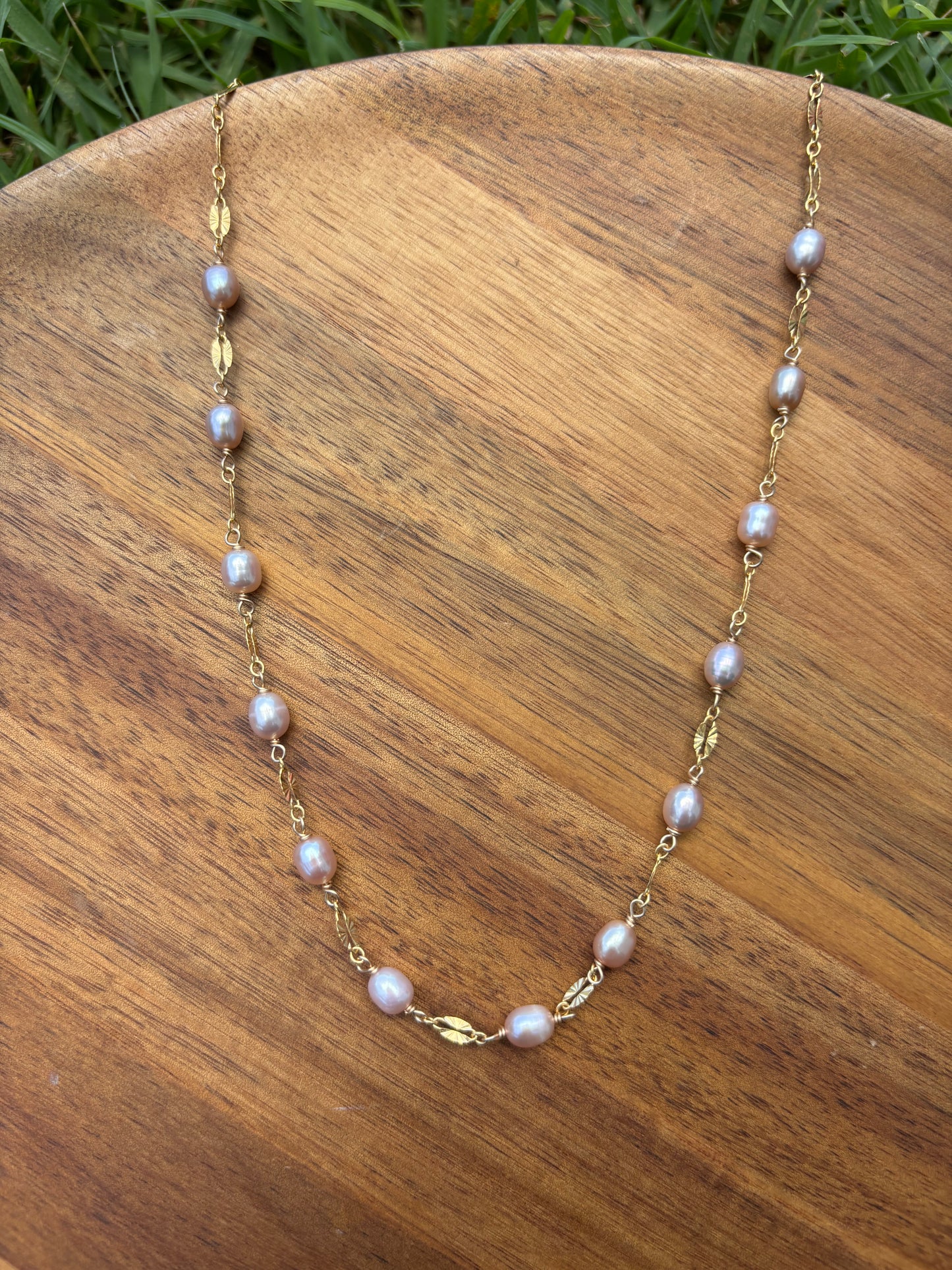 Pink pearl necklace
